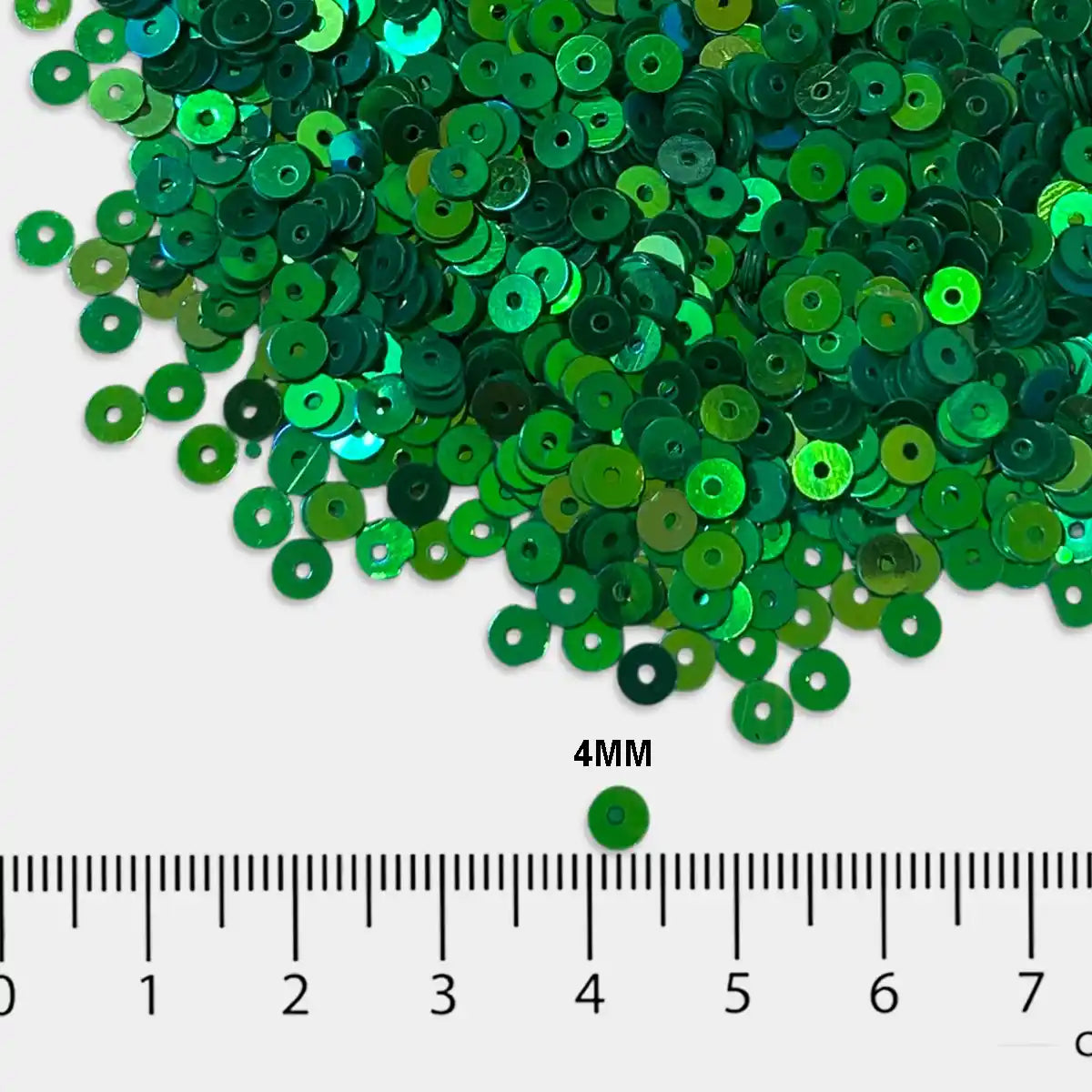 Round Shape Sewing Shiny or Rainbow Sequins Green Iridescent Color 4MM (10grams)
