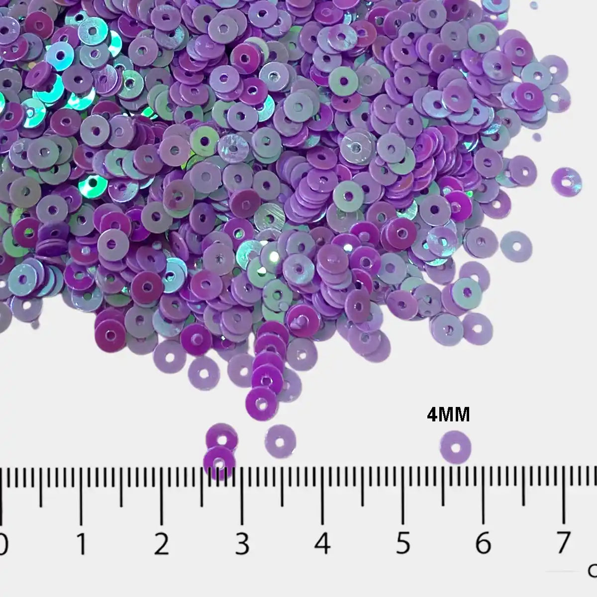 Round Shape Sewing Shiny or Rainbow Sequins Lavender Iridescent Color 4MM (10grams)
