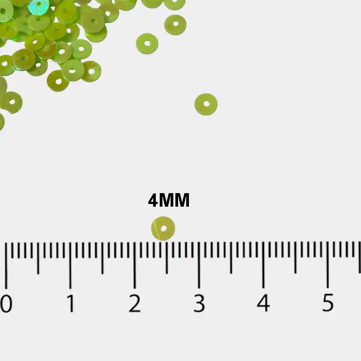 Round Shape Sewing Shiny or Rainbow Sequins Lime Green Iridescent Color 4MM (10grams)