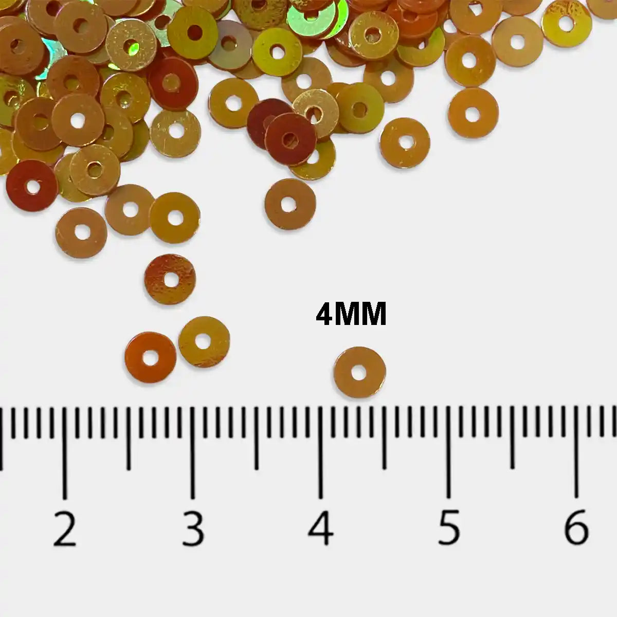 Round Shape Sewing Shiny or Rainbow Sequins Orange Iridescent Color 4MM (10grams)