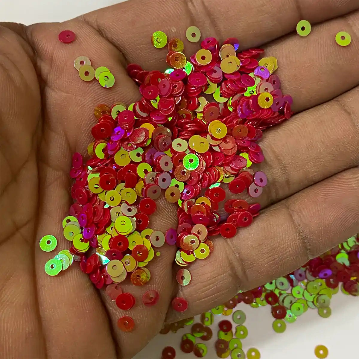 Round Shape Sewing Shiny or Rainbow Sequins Rose with Gold Shade Color 4MM (10grams)