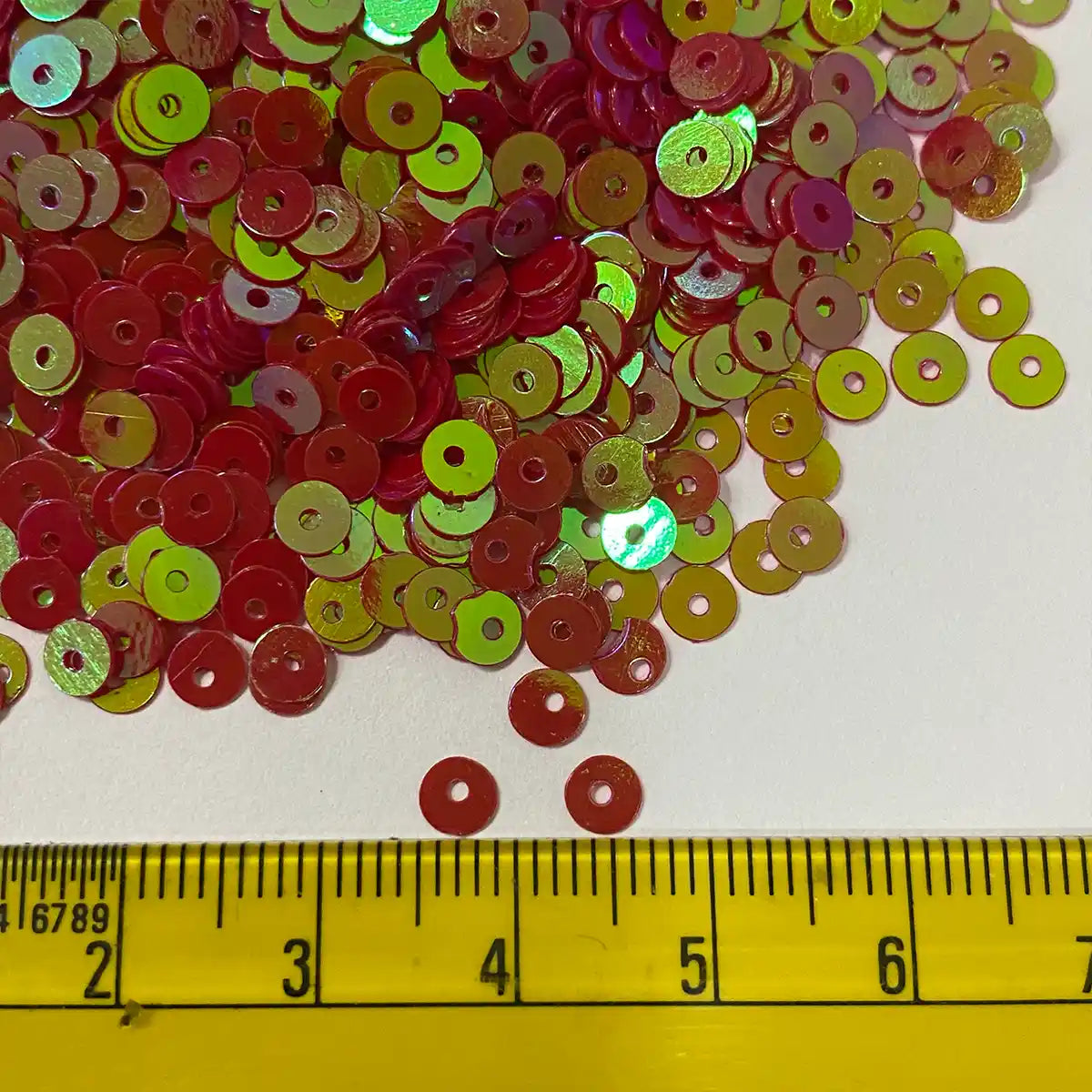Round Shape Sewing Shiny or Rainbow Sequins Rose with Gold Shade Color 4MM (10grams)