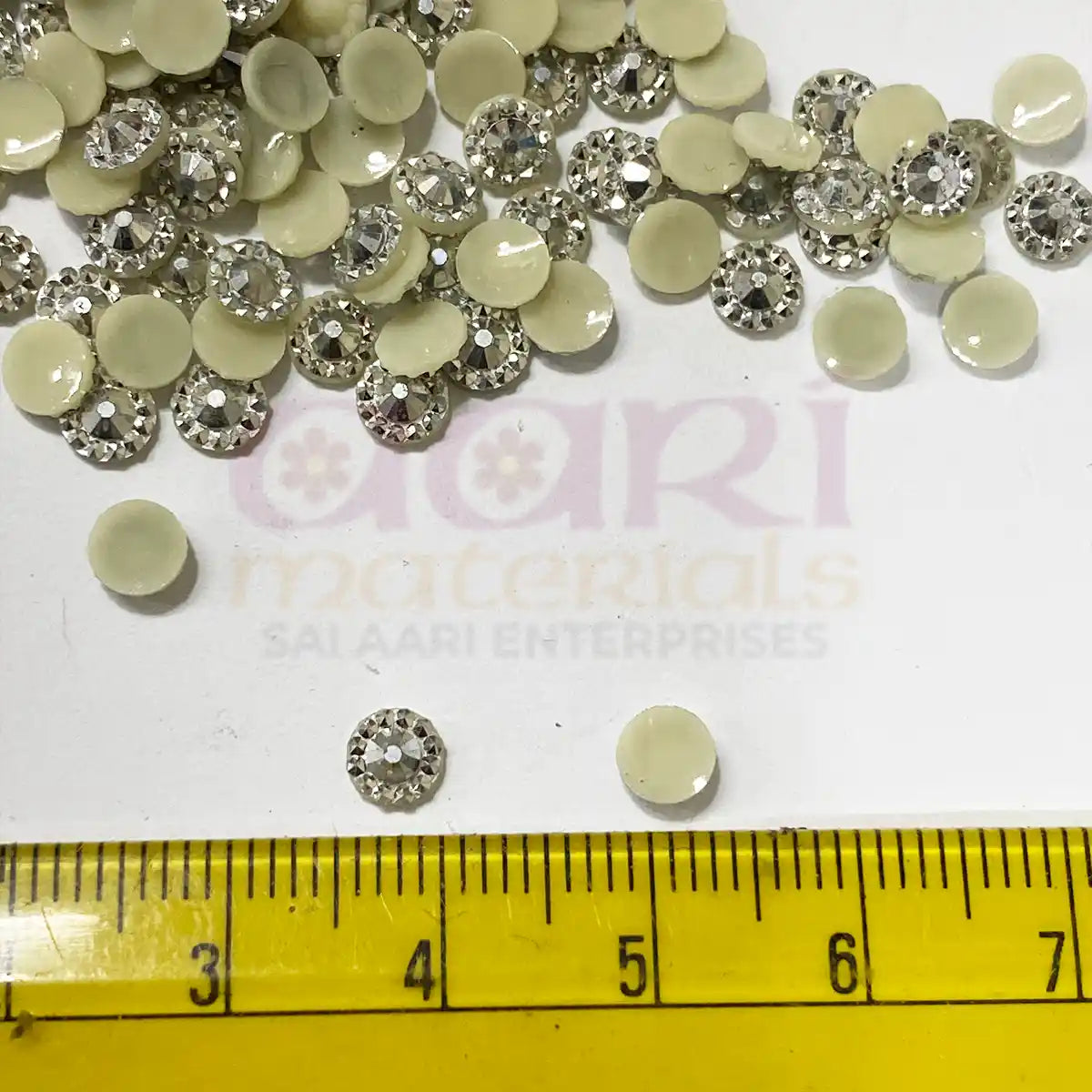 Round Chakri Stone Bindi – 4MM White Silver - Pack of 10grams