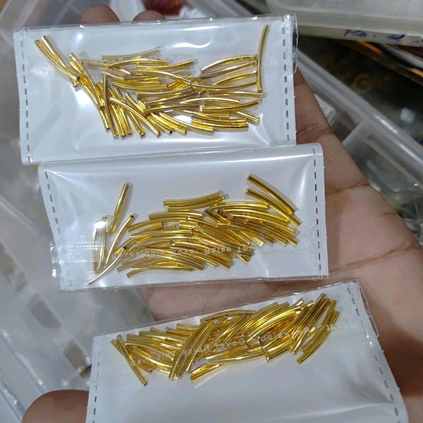 Pipe Bead Gold Color -Pack of 40 Pieces (Invisible Chain Making)
