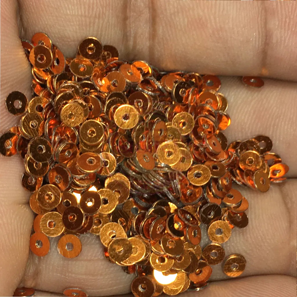 Sequence or Round Shape Sewing Sequins Orange Color 4MM (10grams)