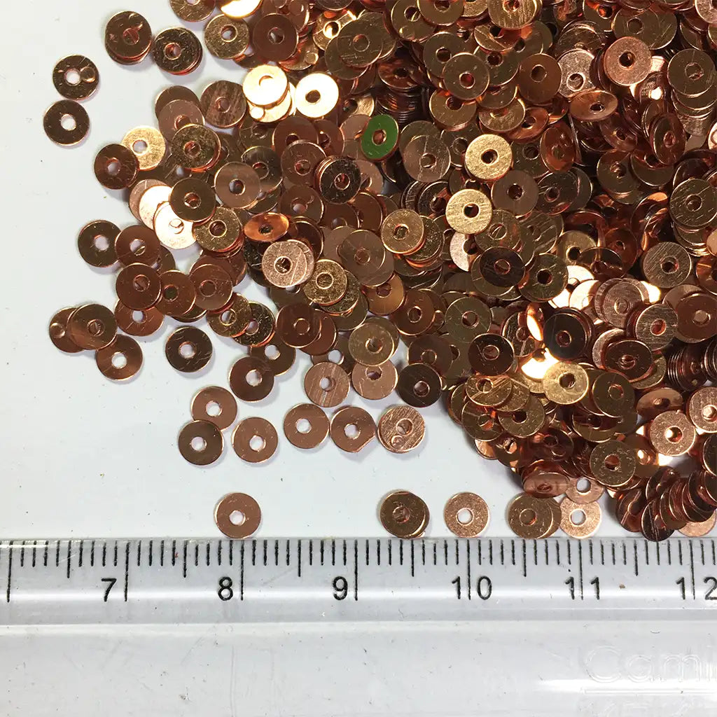 Jamki or Chamki Sequence or Round Shape Sewing Sequins Color Copper 3MM (10g)