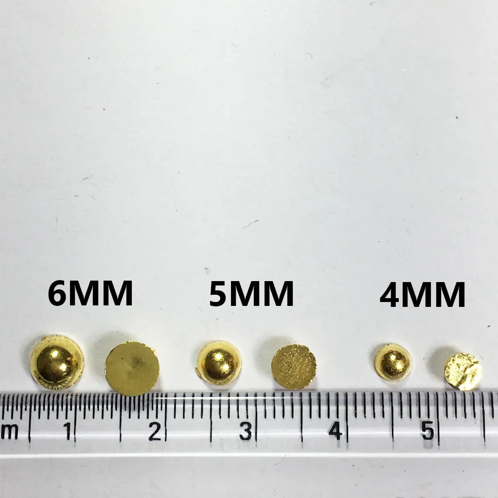 Shiny Gold Round Stickable Half Beads (4mm, 5mm, 6,mm) for Jewellery Designing 10grams