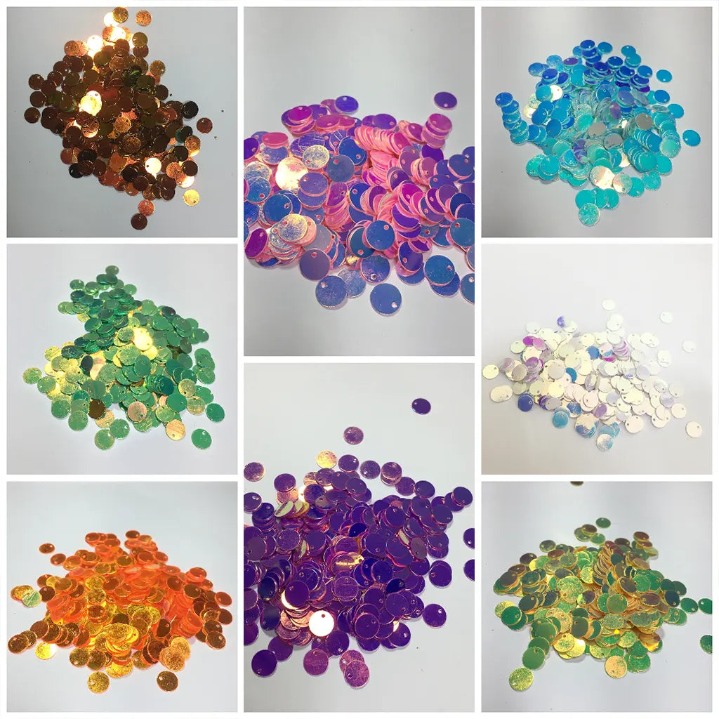 Shiny or Glitter Round Sequins 8mm Side hole 10grams
