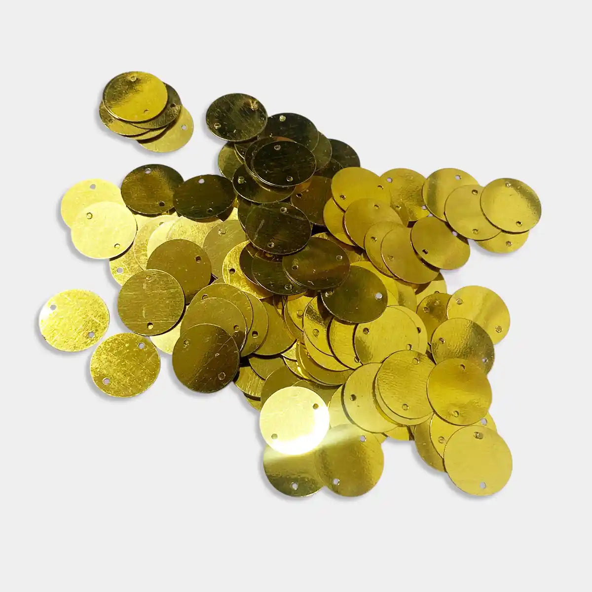Shiny Round Loose Sequins Paillettes Sewing Craft 15mm Gold  - Pack of 10 Grams