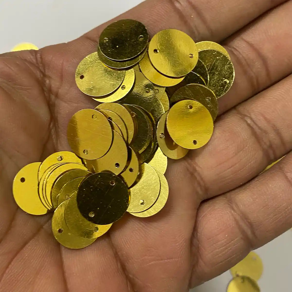 Shiny Round Loose Sequins Paillettes Sewing Craft 15mm Gold  - Pack of 10 Grams