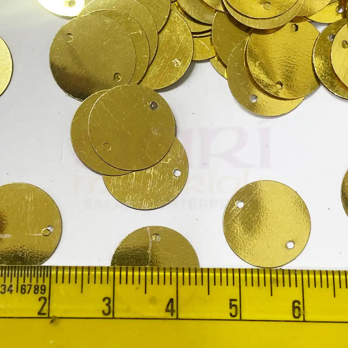 Shiny Round Loose Sequins Paillettes Sewing Craft 15mm Gold  - Pack of 10 Grams