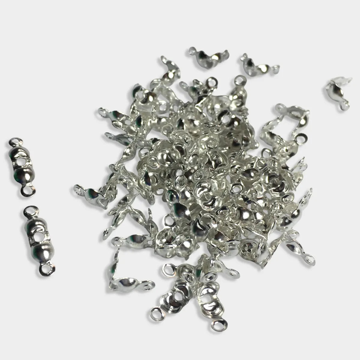 Silver Color Bead Clasps or Crimp Ends for Jewelry Making and Crafts (10grams)