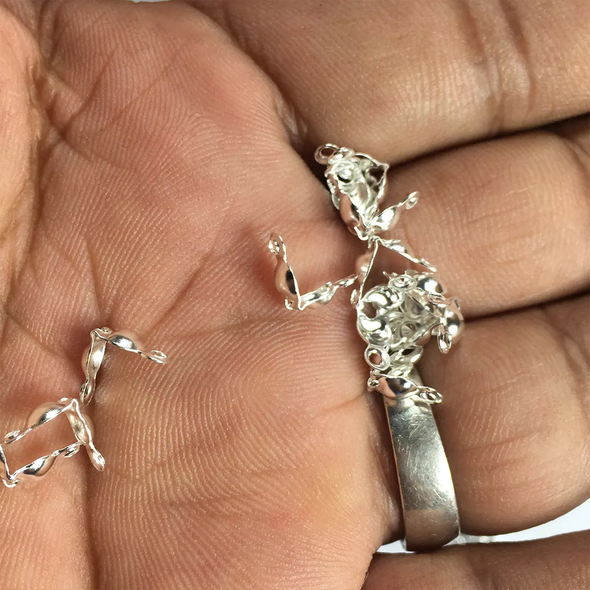 Silver Color Bead Clasps or Crimp Ends for Jewelry Making and Crafts (10grams)