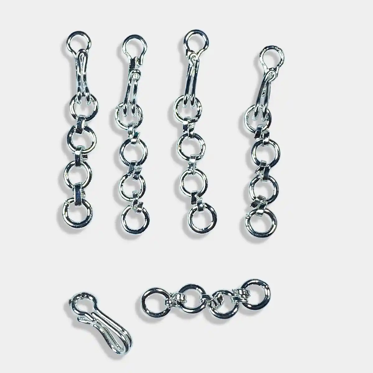 Silver Color Kadi Connector Hook Brass Clasp With Extender Chain (5 Pieces)