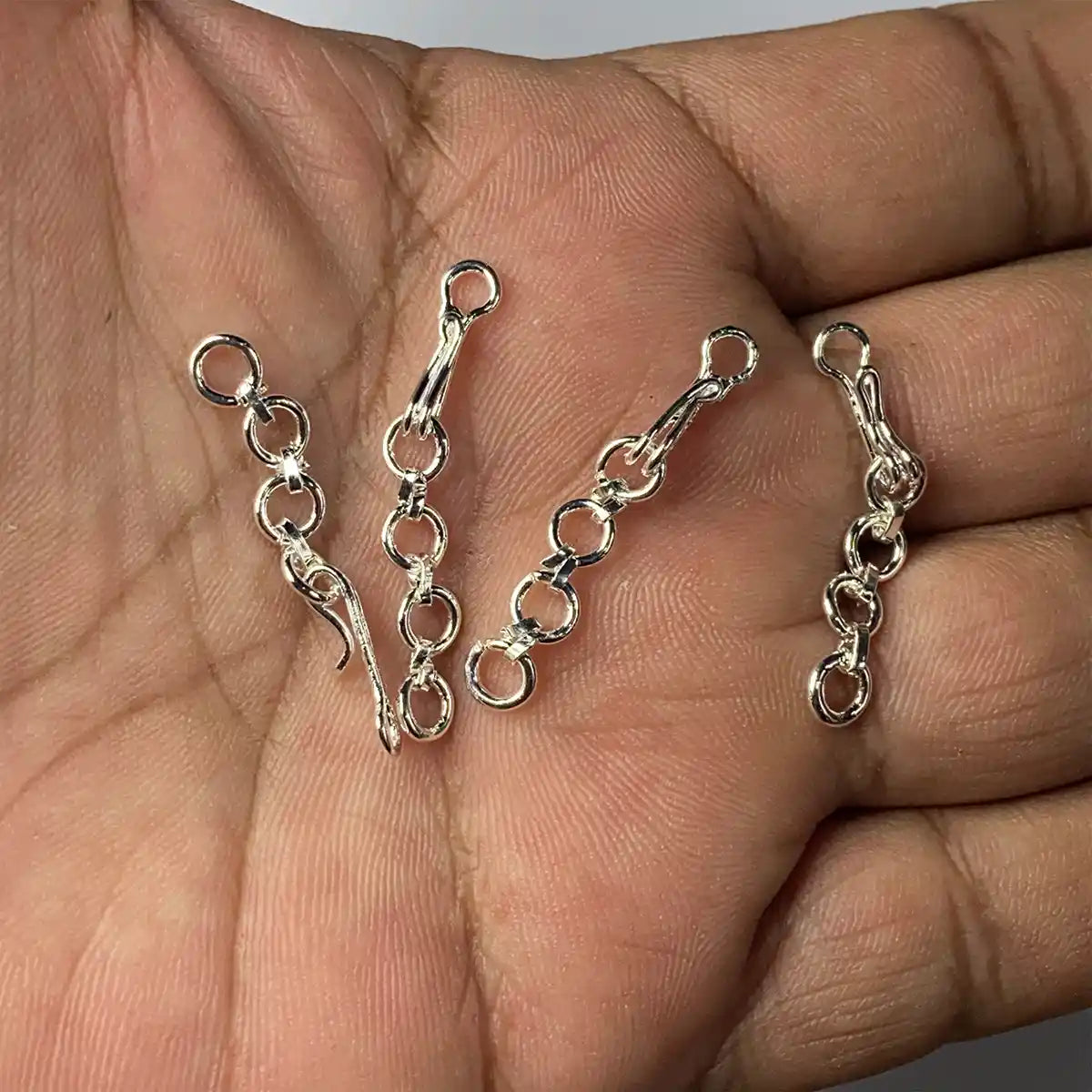 Silver Color Kadi Connector Hook Brass Clasp With Extender Chain (5 Pieces)