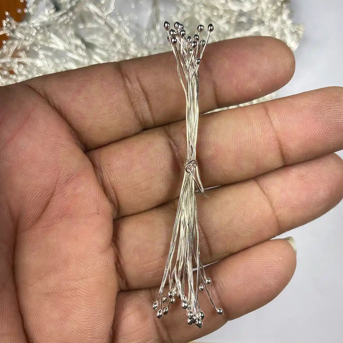 Silver - Double-Sided Ball Pin Fuse Wire for Jewellery Making (20 Pieces)