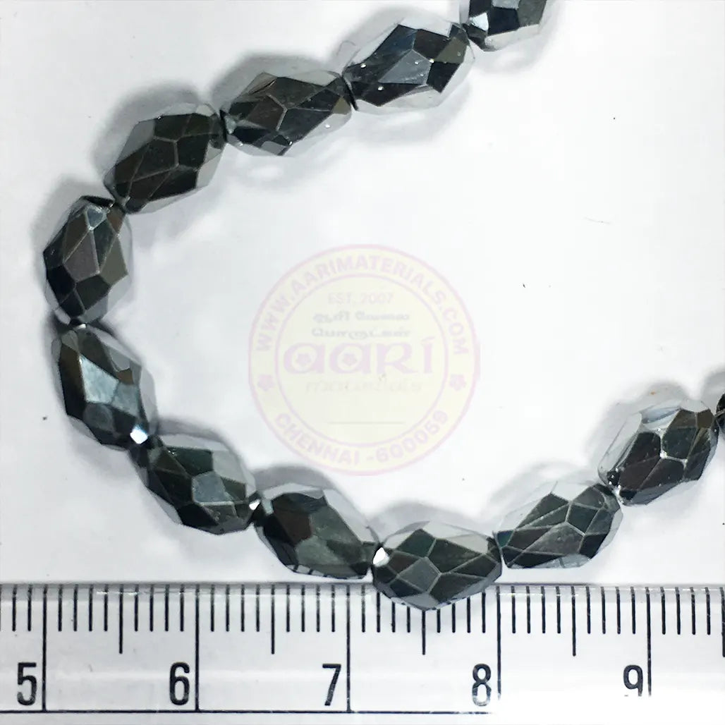 Silver Metallic Color Teardrop Crystal Briolette Beads (8mmx6mm) 1line