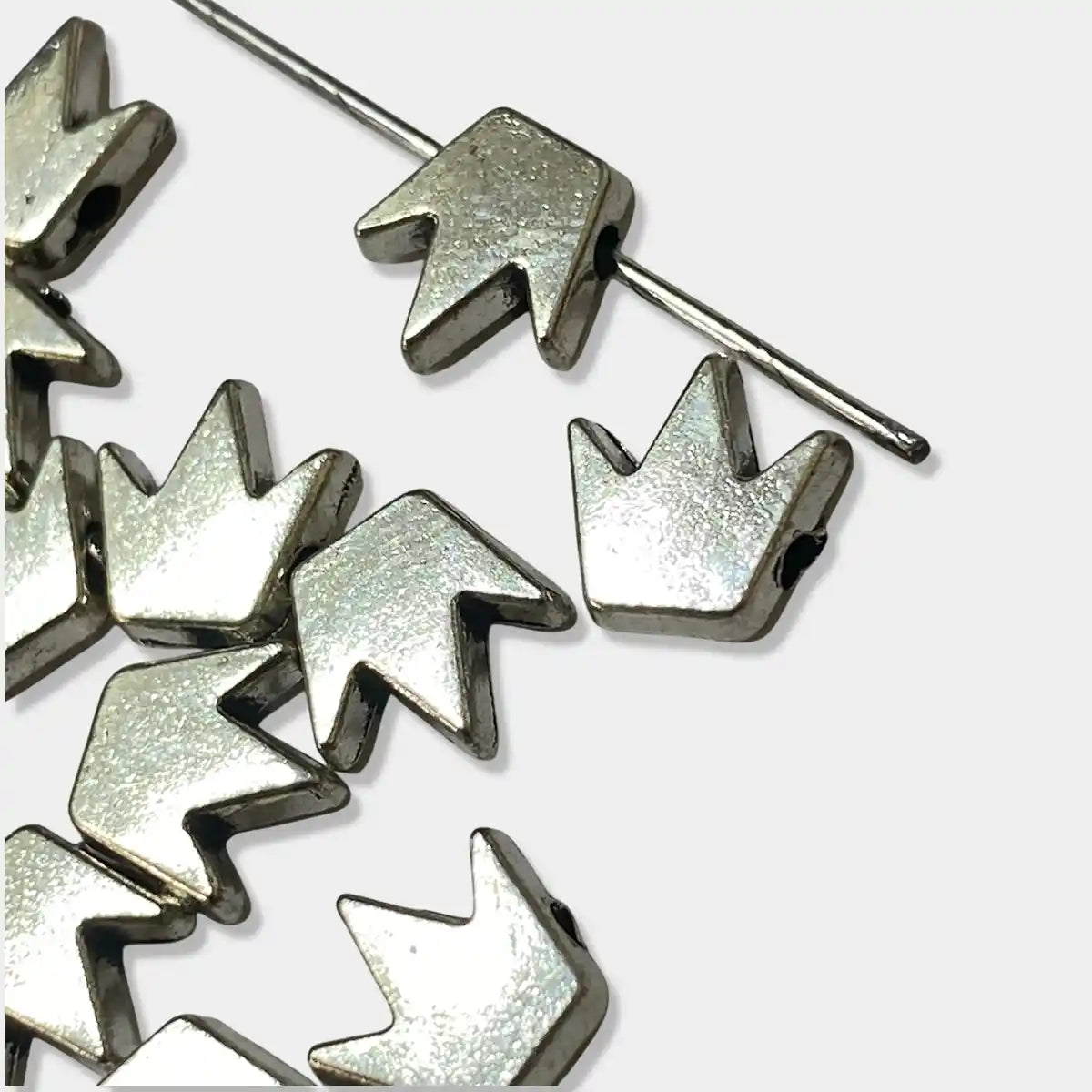 Silver Small Crown Beads, 20pcs. 8mm, Royal Crown, Spacers