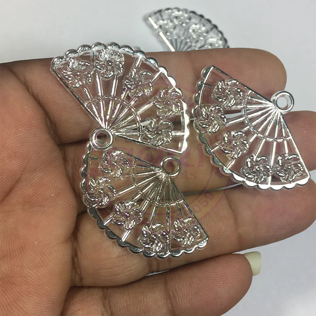Silver or Glass Filigree Japanese Fan-Shaped Plastic Charms