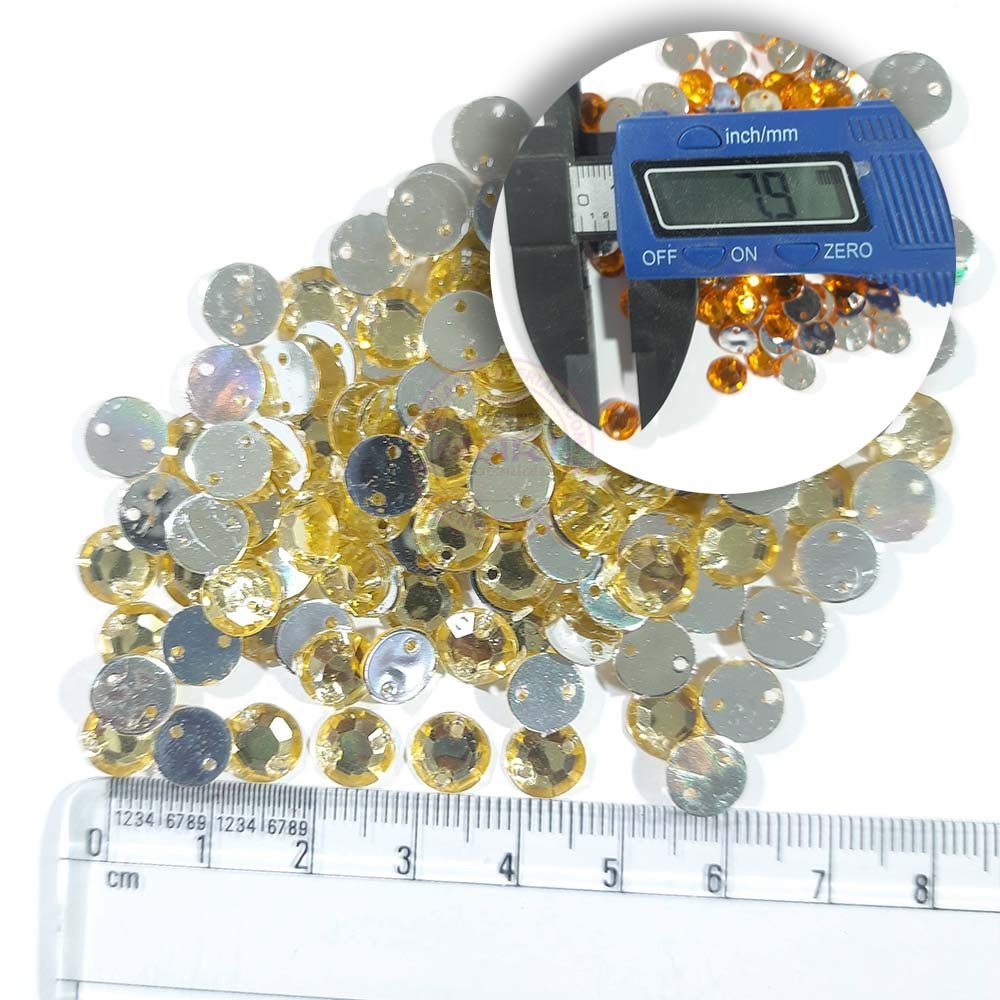 Round Shape Kundan Stone with Hole 8mm Color Gold (10g)