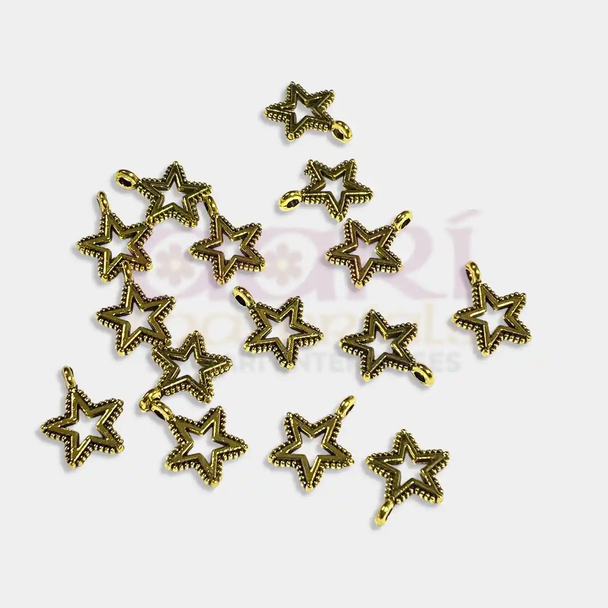 Star Metal Charm Gold Color - Model 26 Pack of 15 Pieces