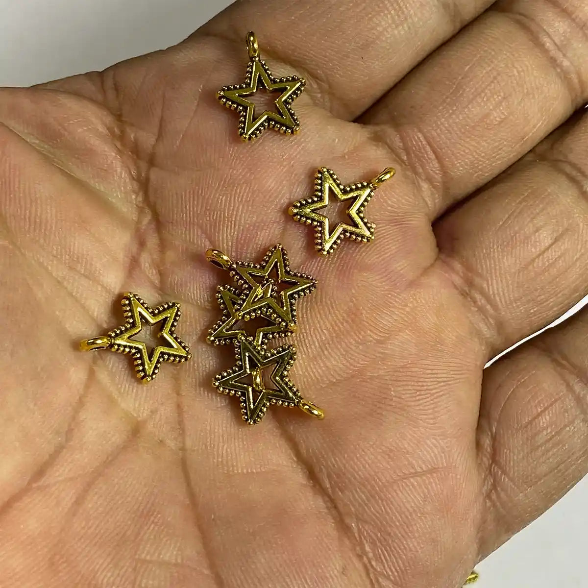 Star Metal Charm Gold Color - Model 26 Pack of 15 Pieces