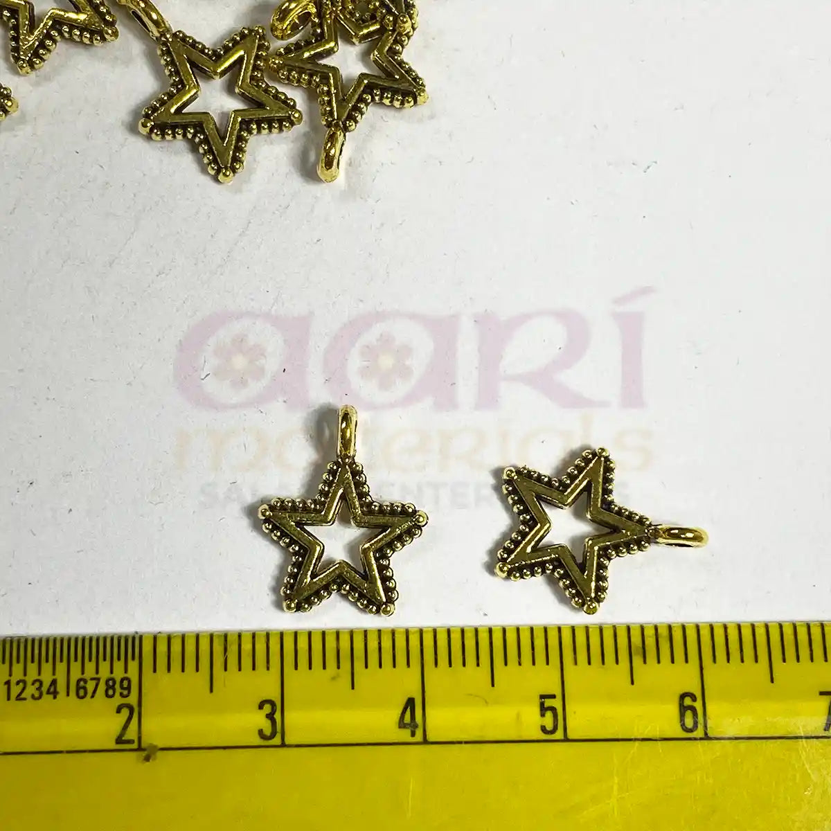 Star Metal Charm Gold Color - Model 26 Pack of 15 Pieces