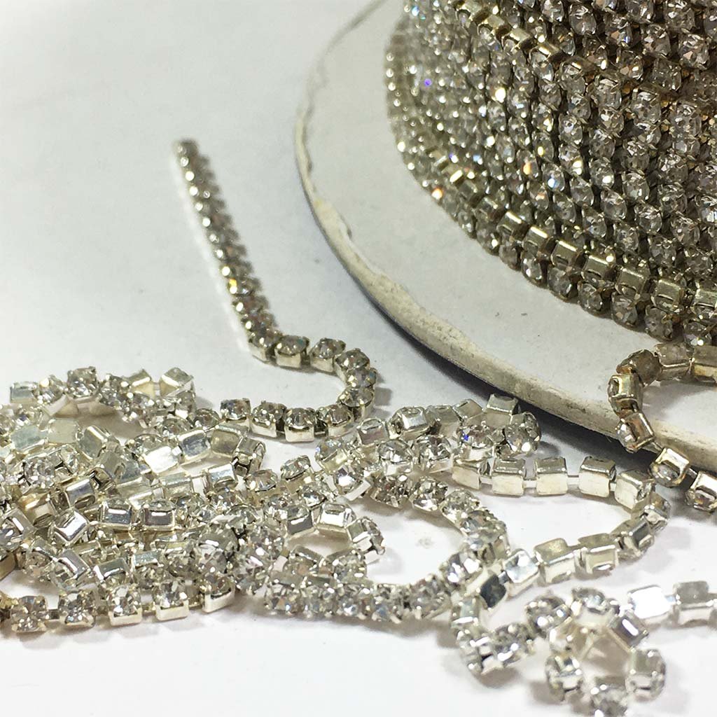 Stone Chain Silver Color Size No.14PP (1Meter)