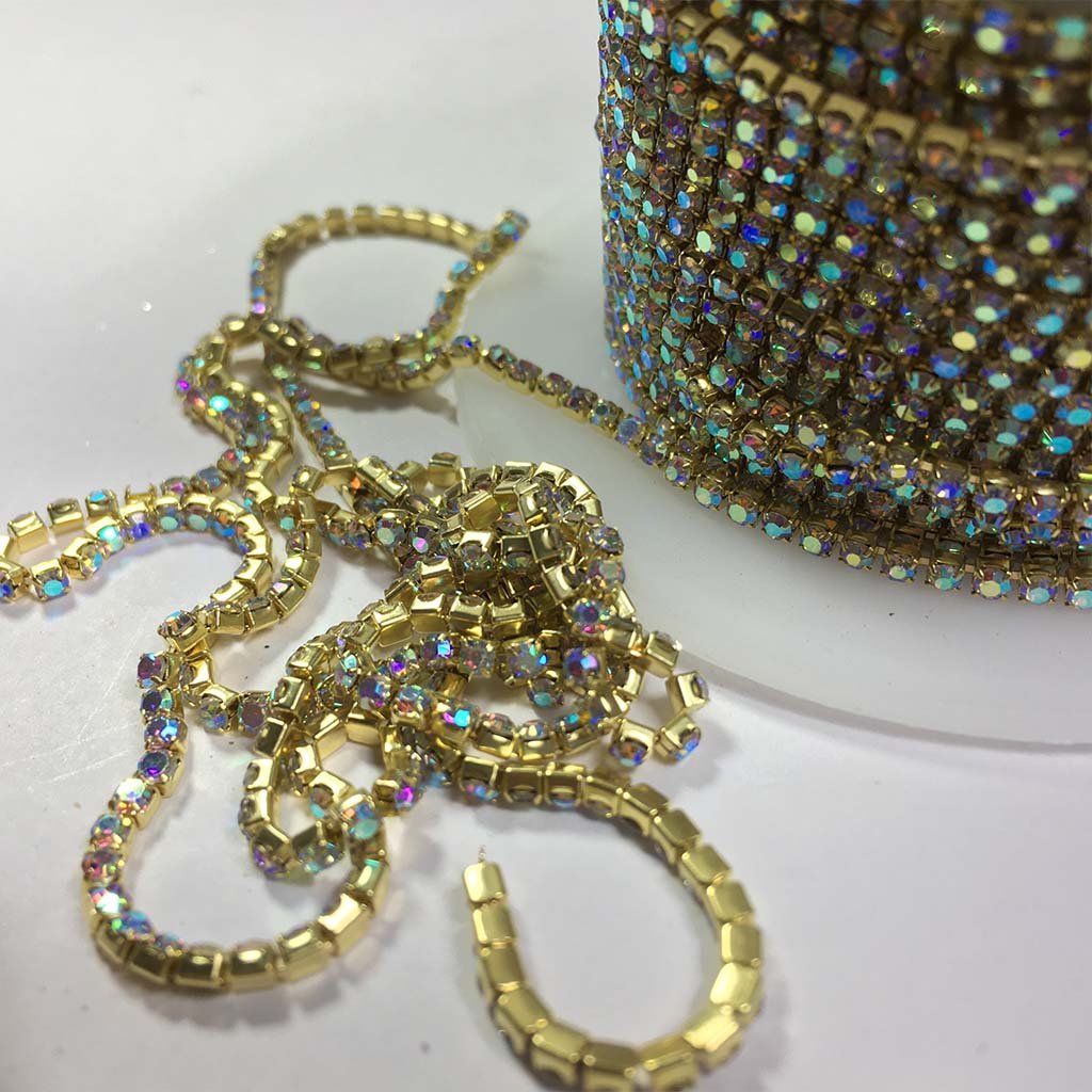 Rainbow Color Stone Chain Size No.14PP (1Meter)