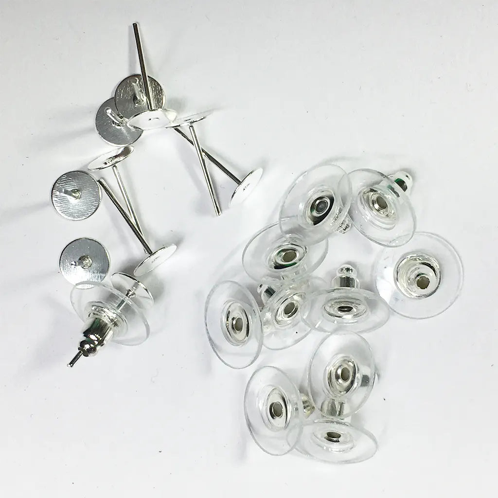 Stud Head Pin And Earring Rubber Back Bush Golden & Silver for Jewellery Making Accessories
