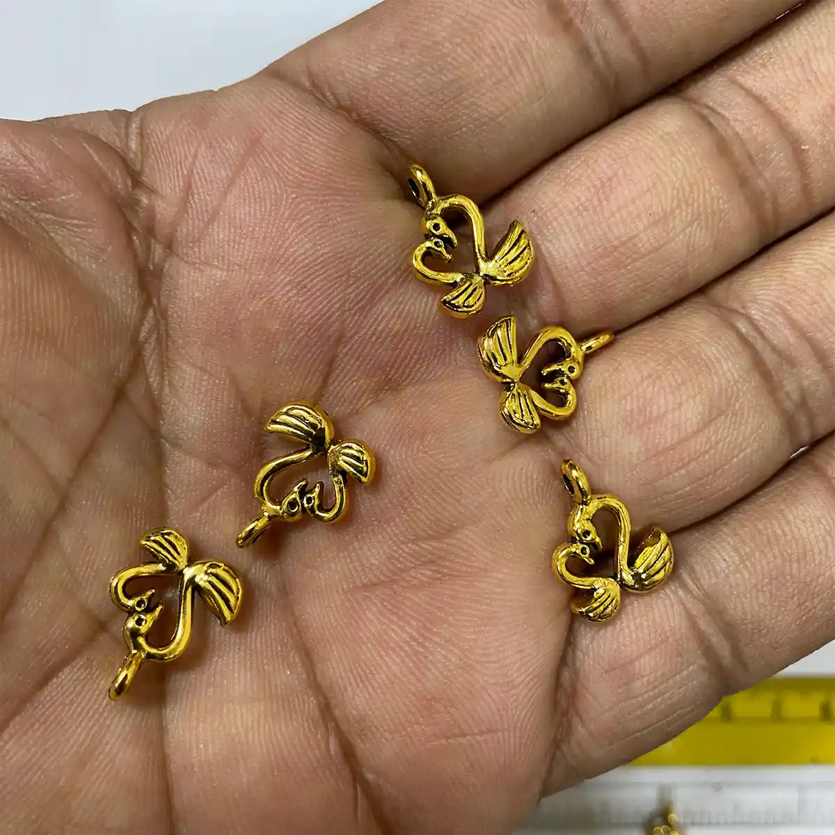 Swan Charms Gold Color - Model 24 Pack of 10 Pieces