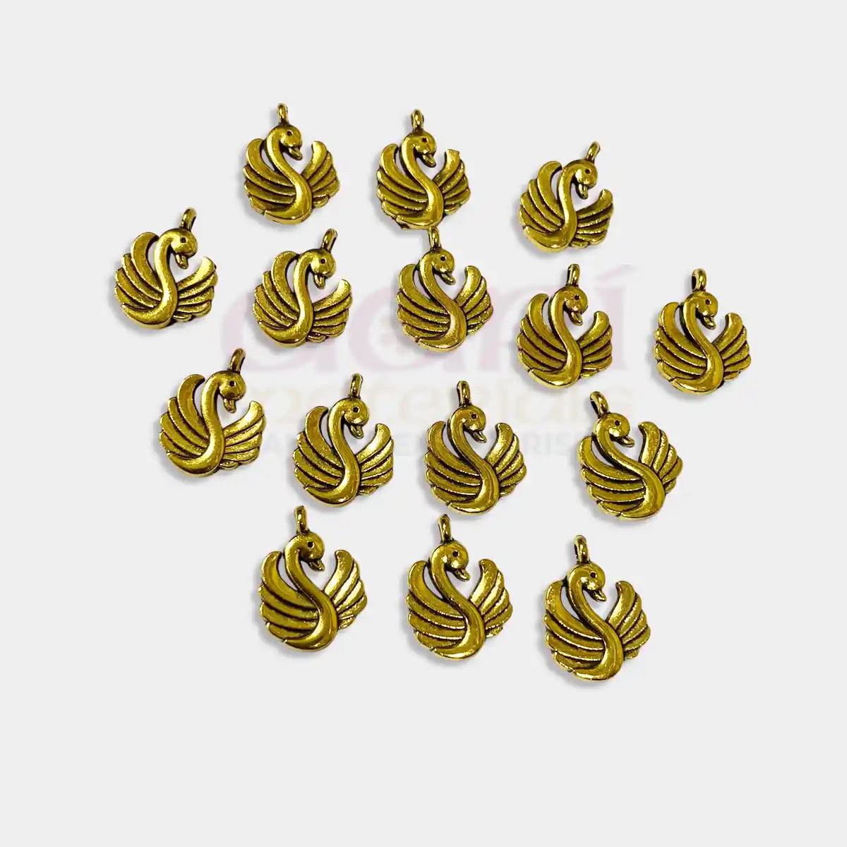 Swan Charms Gold Color - Model 23 Pack of 15 Pieces