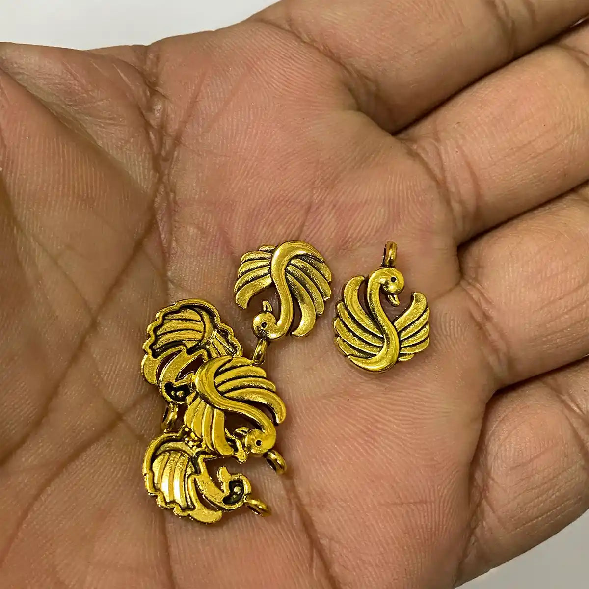 Swan Charms Gold Color - Model 23 Pack of 15 Pieces