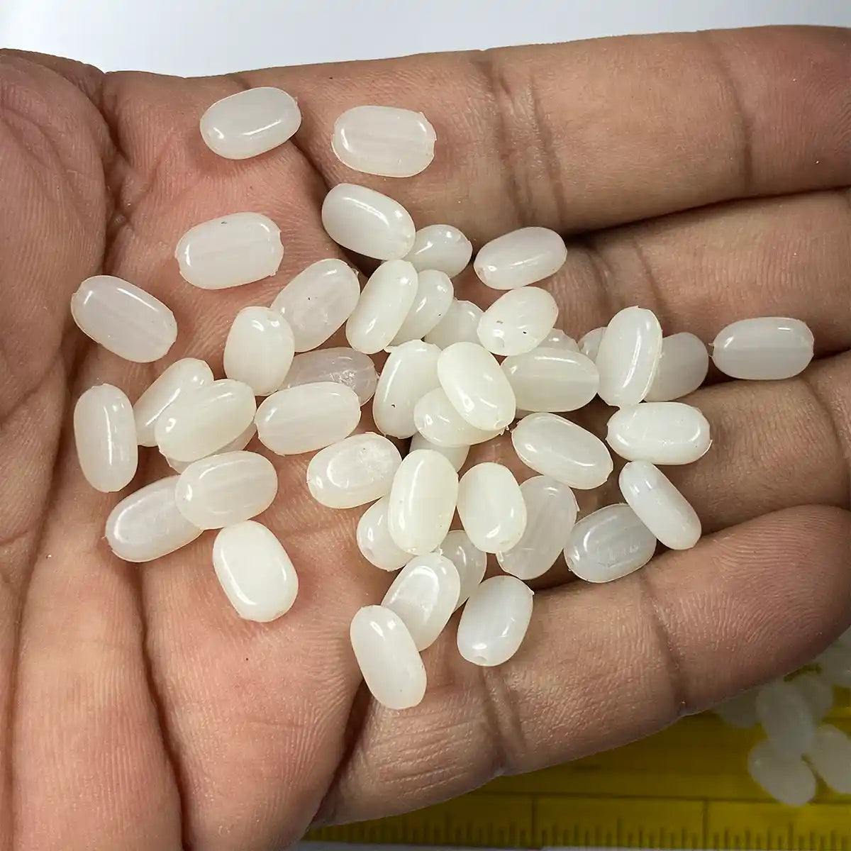 Tablet Bead Oval Shape Half White Color (20grams) Size 10-7-4mm