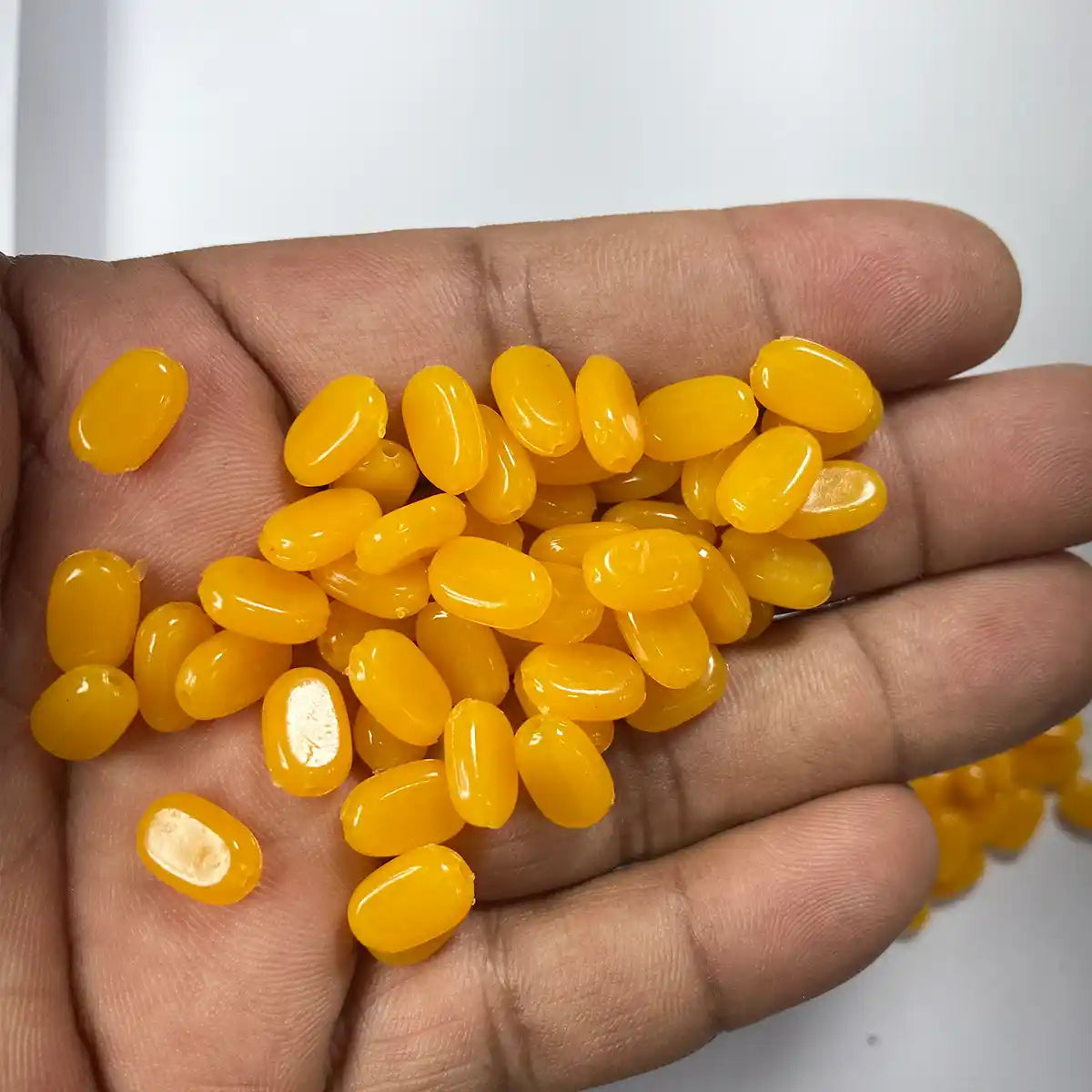Tablet Bead Oval Shape Light Orange (Butterscotch) Color (20grams) Size 10-7-4mm