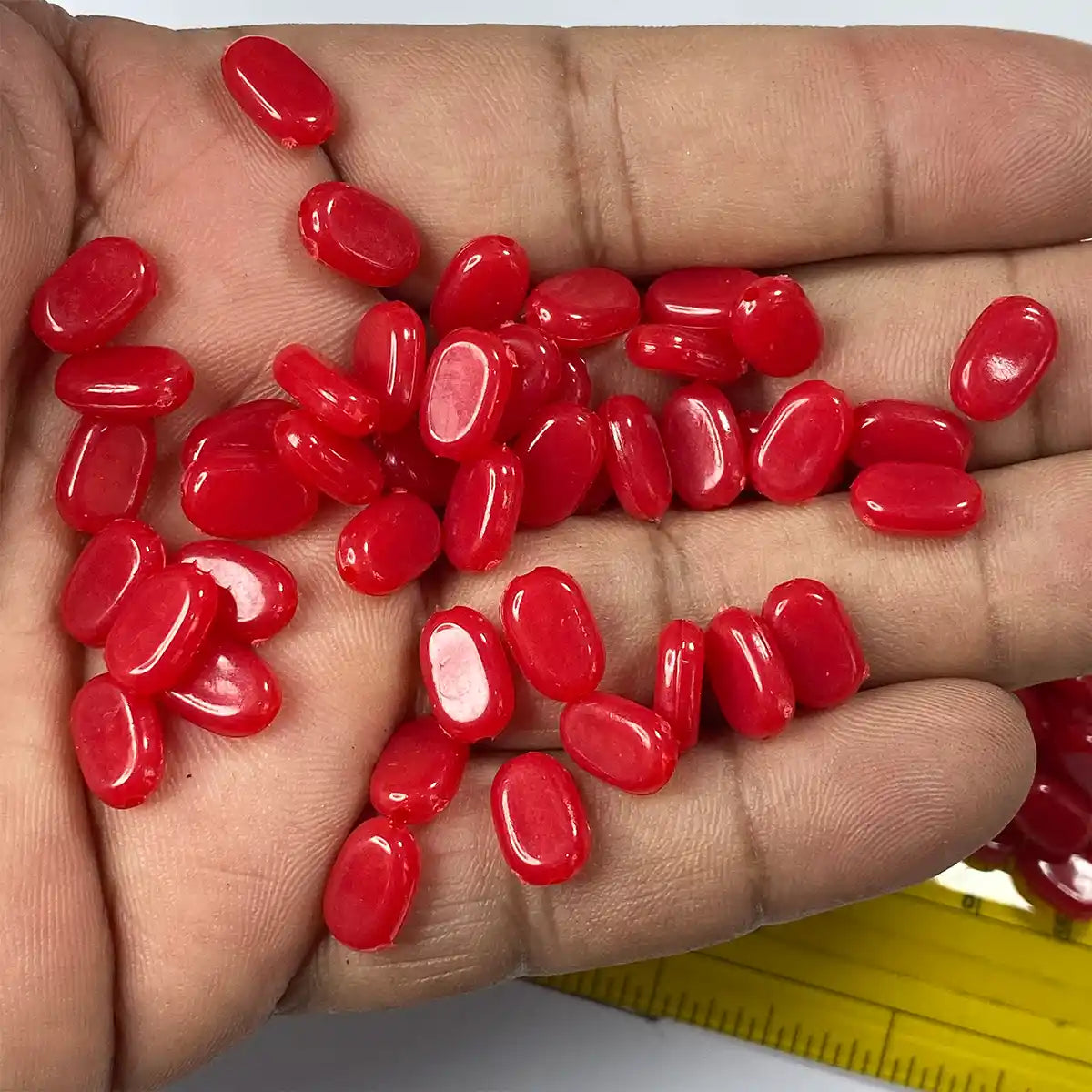 Tablet Bead Oval Shape Red Color (20grams) Size 10-7-4mm