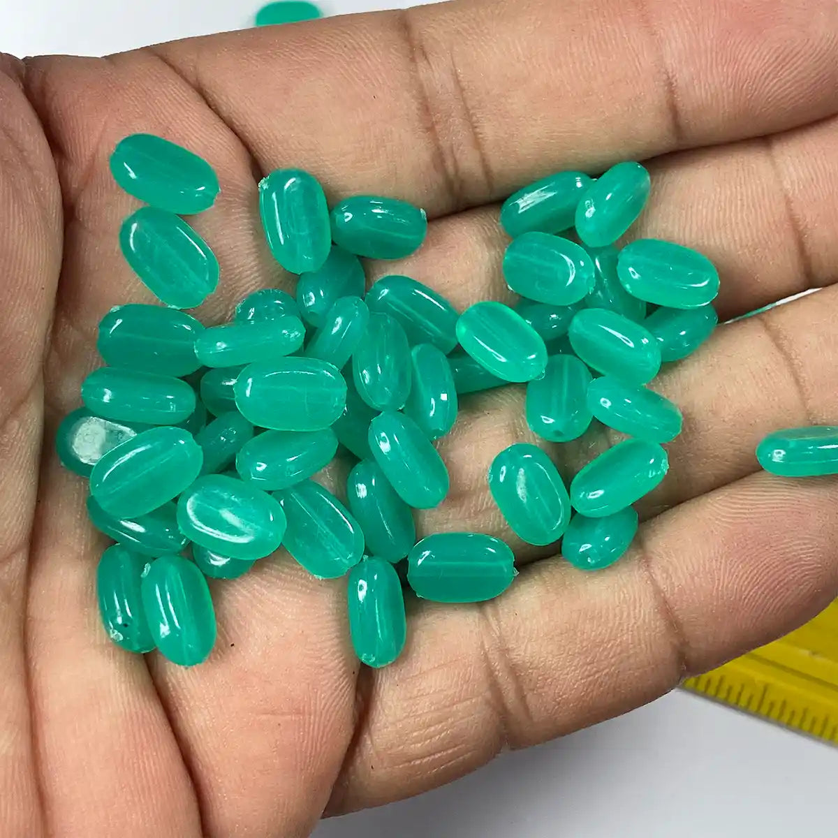 Tablet Bead Oval Shape Sea Green Color (20grams) Size 10-7-4mm