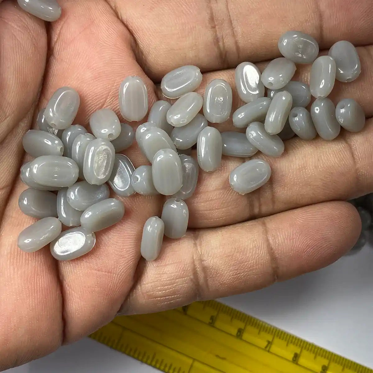 Tablet Bead Oval Shape Grey Color (20grams) Size:10/7/4