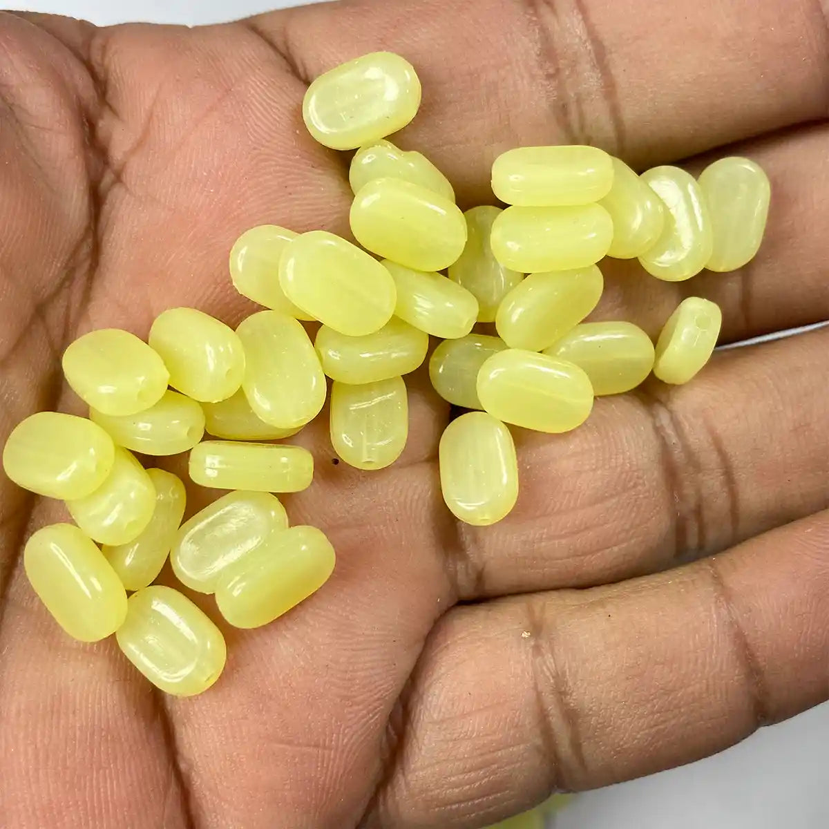Tablet bead Oval shape Light Yellow Color (20grams) Size 10-7-4mm
