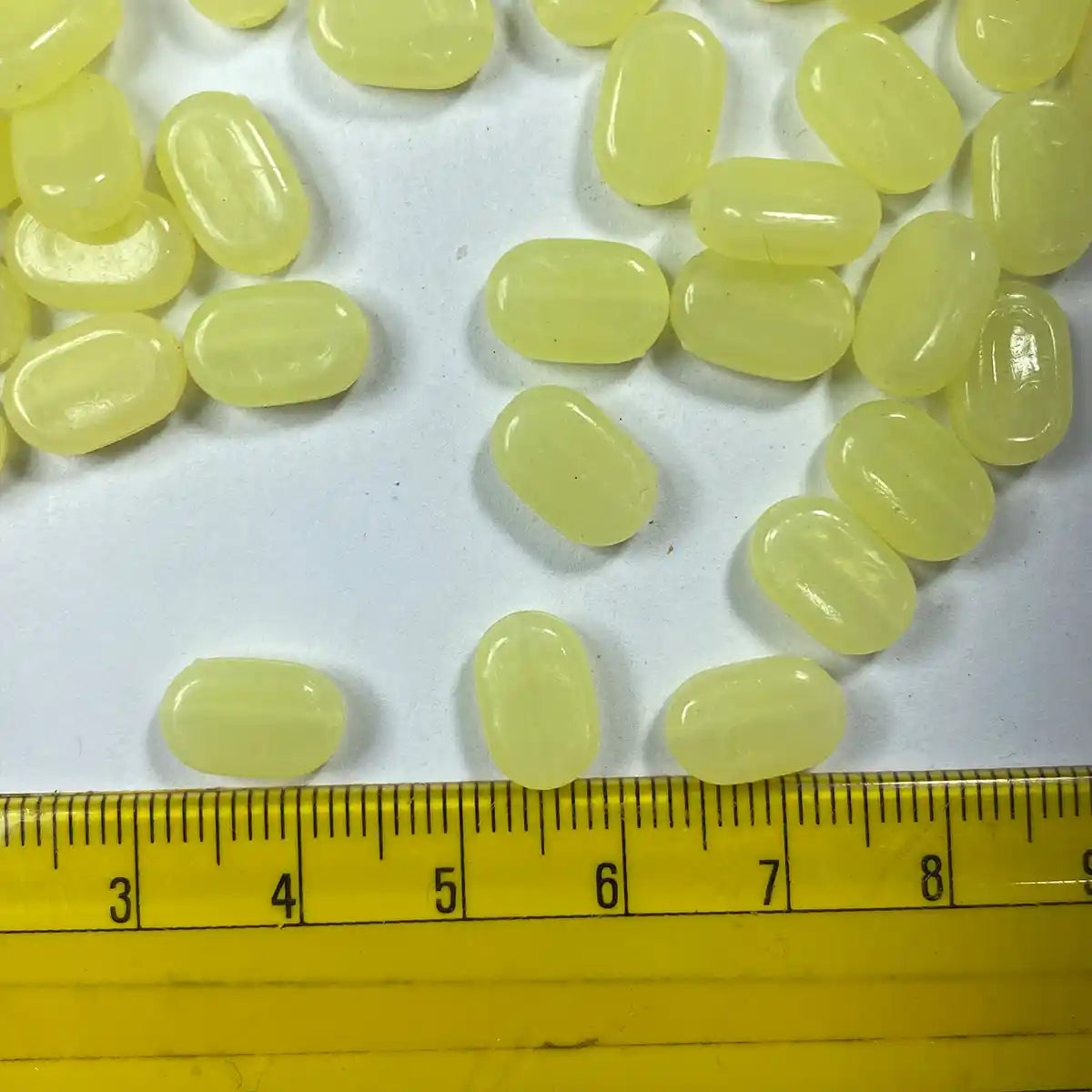 Tablet bead Oval shape Light Yellow Color (20grams) Size 10-7-4mm
