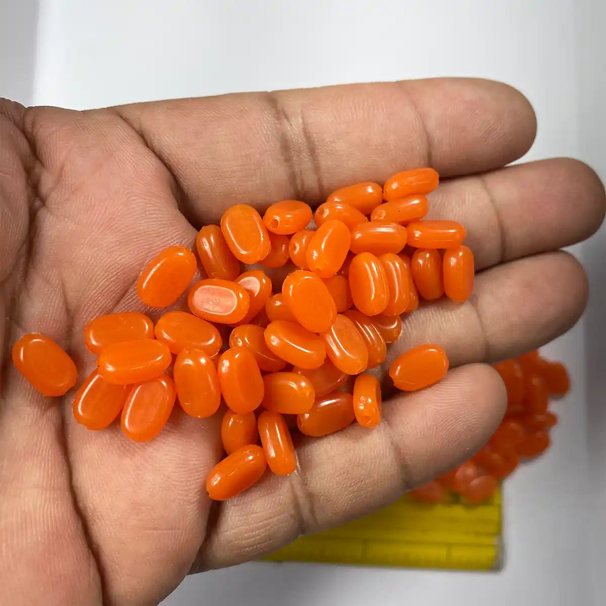 Tablet bead Oval shape Orange Color (20grams) Size 10-7-4mm