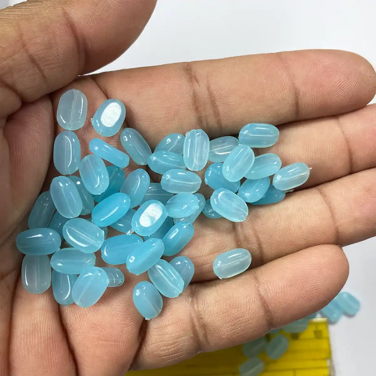 Tablet bead Oval shape Sky Blue Color (20grams) Size:10/7/4
