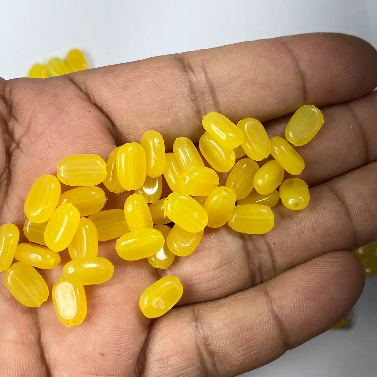Tablet bead Oval shape Yellow Color (20grams) Size 10-7-4mm