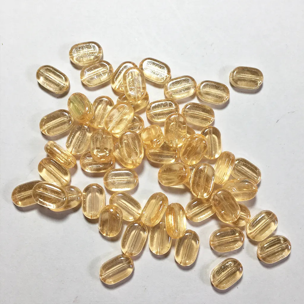 Transparent or Glossy Tablet beads Oval shape Size 10x7x4mm (10 Grams)