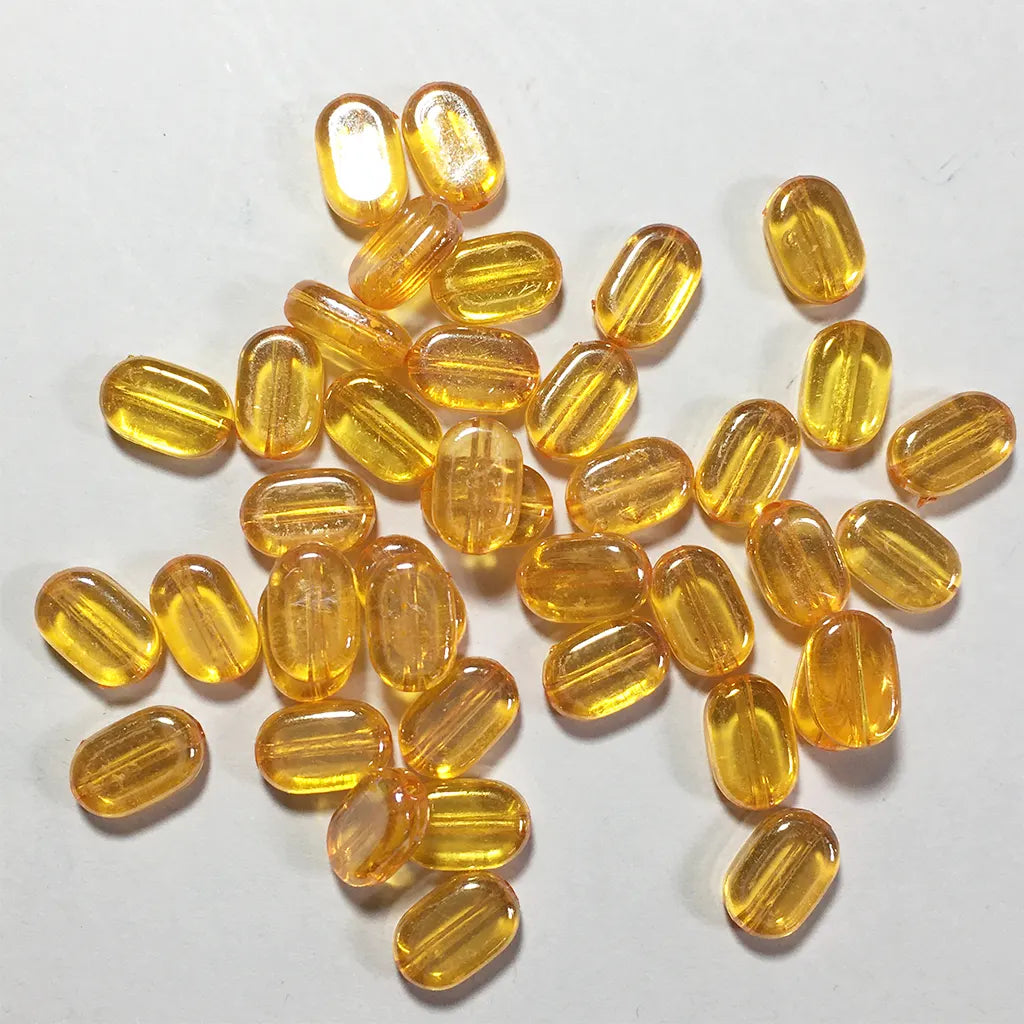 Transparent or Glossy Tablet beads Oval shape Size 10x7x4mm (10 Grams)