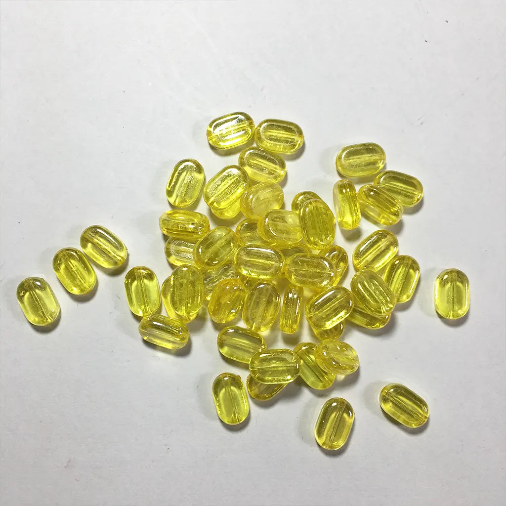 Transparent or Glossy Tablet beads Oval shape Size 10x7x4mm (10 Grams)