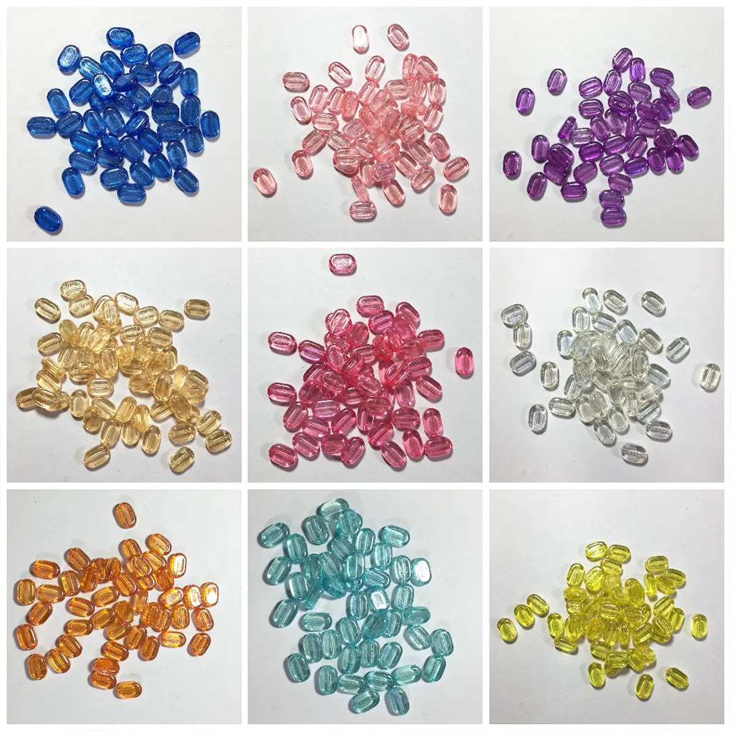 Transparent or Glossy Tablet beads Oval shape Size 10x7x4mm (10 Grams)