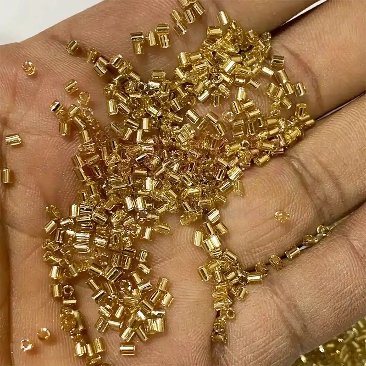 Cut Beads or Glass Seed Beads (11-0-2.0mm) Gold Color (25grams)