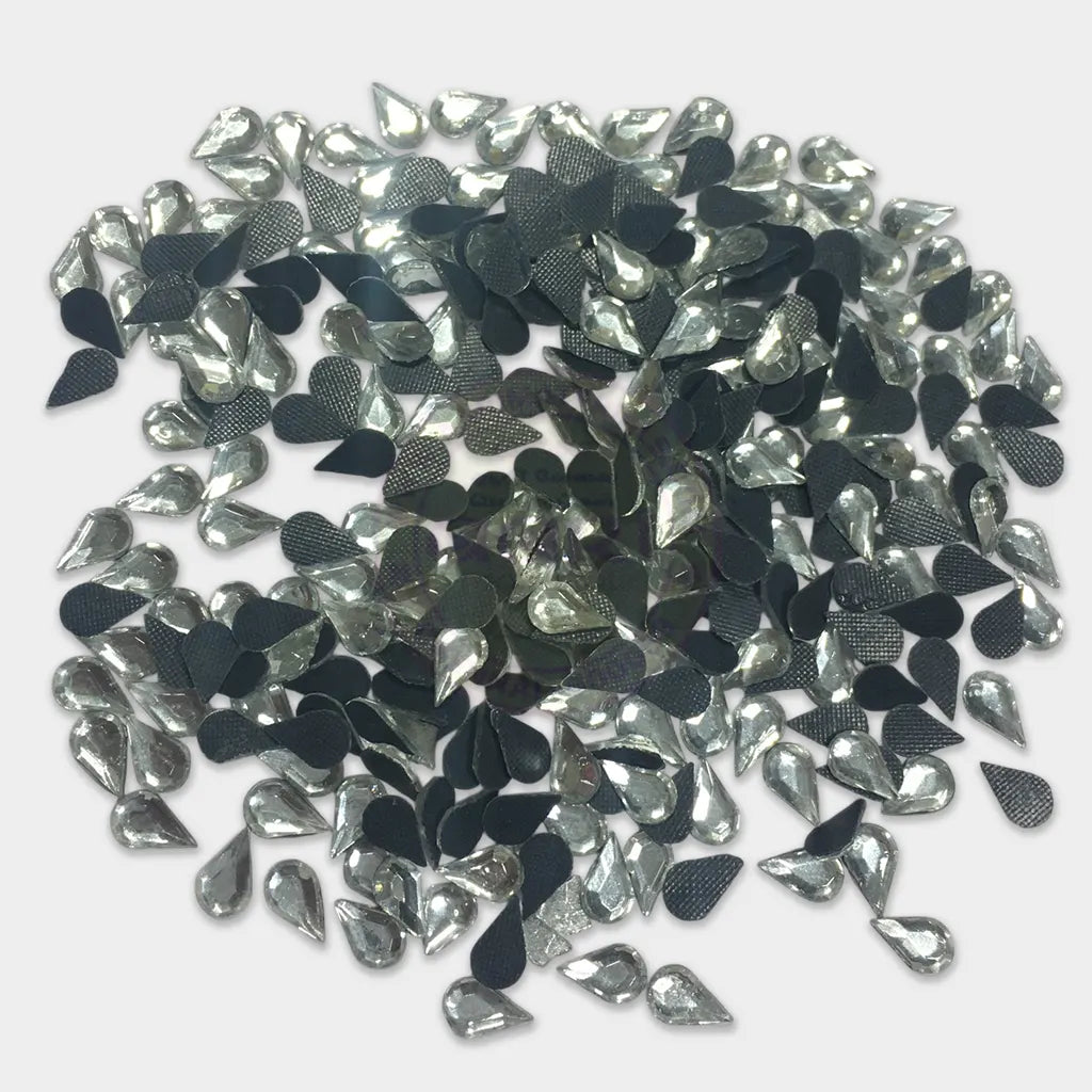 Thilakam or Drop Shape 8x5mm White Color Hot Fix (Ironing) Stones (20grams)