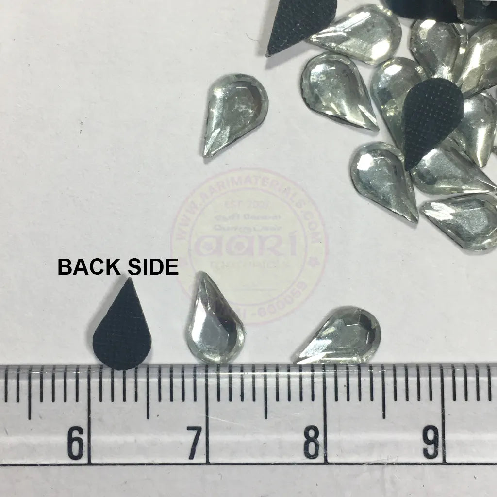 Thilakam or Drop Shape 8x5mm White Color Hot Fix (Ironing) Stones (20grams)